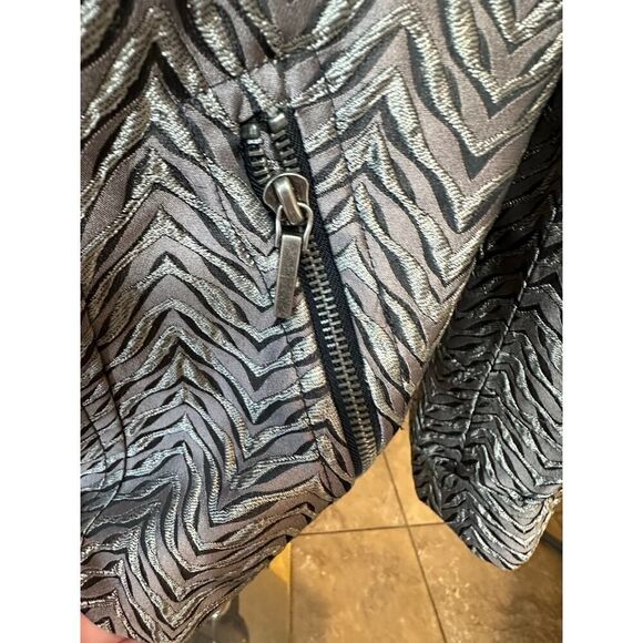 VINTAGE Metallic Zebra Animal Print Full Zip Mob Wife Blazer Jacket Size 10 - Picture 5 of 16